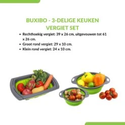 Buxibo - 3-Delige Keuken Vergiet Set Inklapbaar Groen/Grijs 30 Buxibo - 3-Delige Keuken Vergiet Set Inklapbaar Groen/Grijs -Buitenkampeer Winkel 1200x1200 578