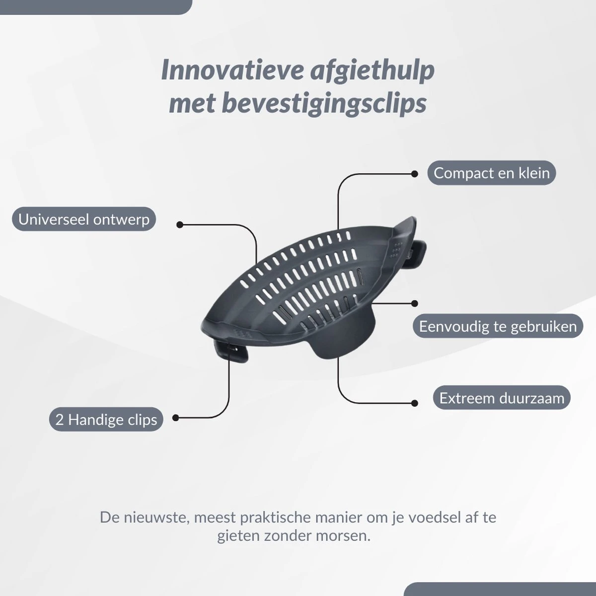 SensaHome- Siliconen Vergiet - Keuken Afgietdeksel - Afgiethulp - Siliconen - BPA Vrij - Grijs 6 SensaHome- Siliconen Vergiet - Keuken Afgietdeksel - Afgiethulp - Siliconen - BPA Vrij - Grijs - Afbeelding 4