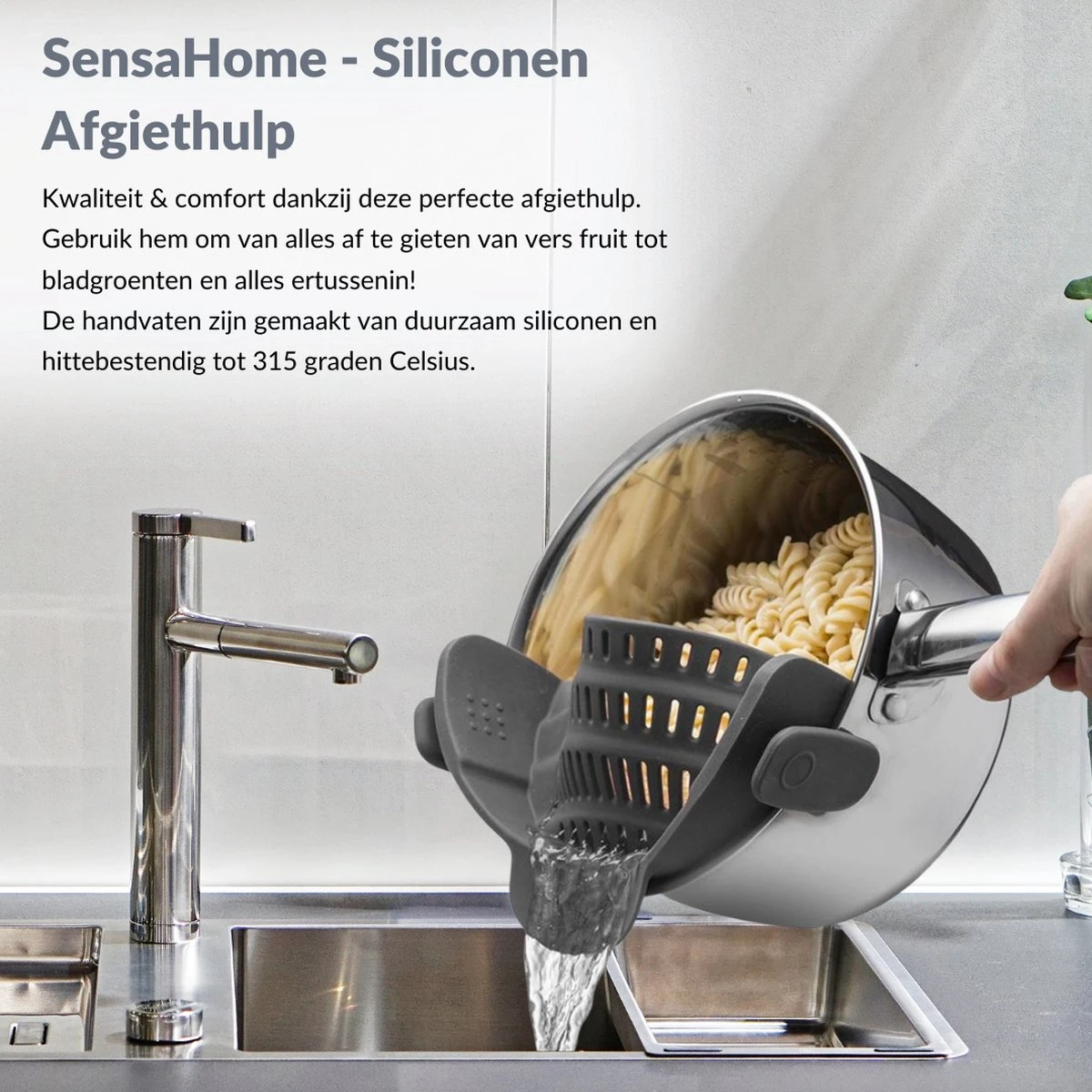 SensaHome- Siliconen Vergiet - Keuken Afgietdeksel - Afgiethulp - Siliconen - BPA Vrij - Grijs 14 SensaHome- Siliconen Vergiet - Keuken Afgietdeksel - Afgiethulp - Siliconen - BPA Vrij - Grijs - Afbeelding 12