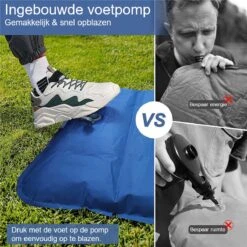 Hikr® Slaapmat 10cm+ Dikte - Comfortabel Luchtmatras - Zelfopblazend Met De Voet - TPU+40D Nylon - Slaapmatje Eenpersoons En Uit Te Breiden Tot Tweepersoons - Slaapmat Met Ingebouwde Pomp -Buitenkampeer Winkel 1200x1200 666