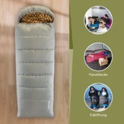 Skandika Dundee Flannel-R Slaapzak – Slaapzakken – Slaapzakken Volwassen - Maat M – Unisex - Katoen, Luxe Kwaliteit, Dubbele Slaapzak, 3 Seizoenen, Tot -20°C - 220 X 80 Cm - Outdoor Kampeerslaapzak – Ritssluiting Rechts - Grijs/geel -Buitenkampeer Winkel 1200x1200 782