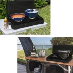 TronicXL Turbo Campingkooktoestel Met 2 Vlammen Aluminium Brander Gasaansluitslang En Drukregelaar, Gasfornuis, Gas, Zwart, Inclusief Draadgaas -Buitenkampeer Winkel 1200x1200 861