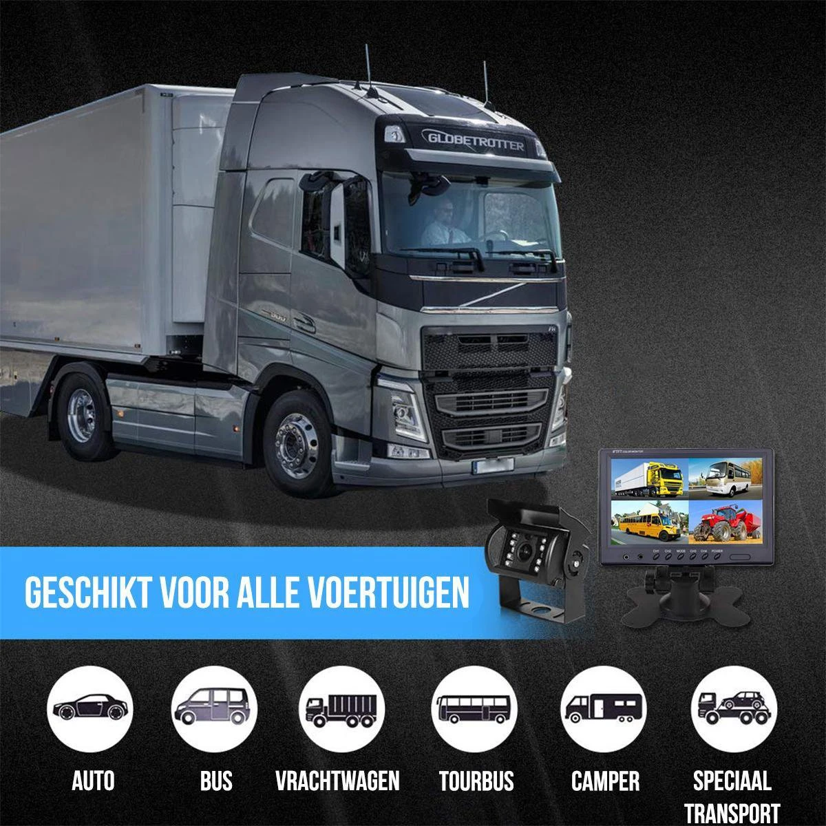 Strex Achteruitrijcamera Set Bedraad Met 4 Camera's (tegelijk Bekijken) - 9" Scherm - 18LED Nachtzicht 15m - IP67 Waterdicht - Achteruitrij Camera 8 Strex Achteruitrijcamera Set Bedraad Met 4 Camera's (tegelijk Bekijken) - 9" Scherm - 18LED Nachtzicht 15m - IP67 Waterdicht - Achteruitrij Camera - Afbeelding 6