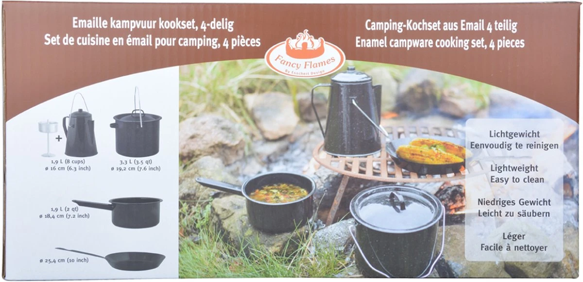 ESSCHERT DESIGN Pannenset Kampvuur - 4 Delig - Outdoor - Metaal 17 ESSCHERT DESIGN Pannenset Kampvuur - 4 Delig - Outdoor - Metaal - Afbeelding 15