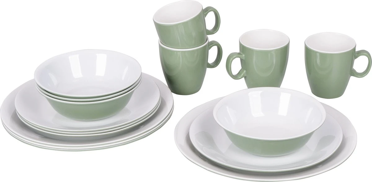 Bo-Camp Servies - Campingbord - 100% Melamine - 16-delig - Groen 3 Bo-Camp Servies - Campingbord - 100% Melamine - 16-delig - Groen