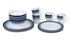 Bo-Camp - Servies - Classic - 16-Delig - Wit/Navy -Buitenkampeer Winkel 1200x675 8