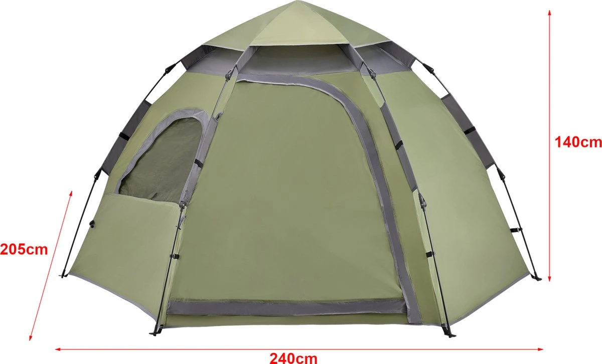 Pro-Tec Tent Nybro Automatisch 240x205x140 Cm Donkergroen 5 Pro-Tec Tent Nybro Automatisch 240x205x140 Cm Donkergroen - Afbeelding 3