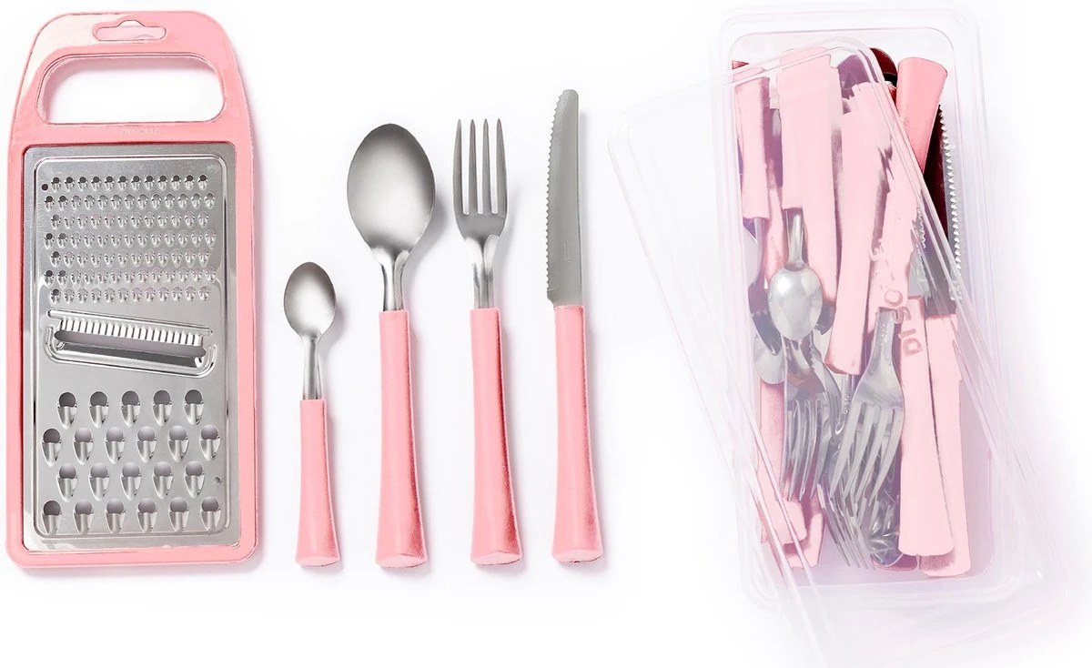 Di Solle Inova D - 6 Persoons Bestekset - Handige Opbergbak Met Raspdeksel - 26 Delig - Baby Pink 3 Di Solle Inova D - 6 Persoons Bestekset - Handige Opbergbak Met Raspdeksel - 26 Delig - Baby Pink