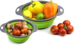 Buxibo - 3-Delige Keuken Vergiet Set Inklapbaar Groen/Grijs 38 Buxibo - 3-Delige Keuken Vergiet Set Inklapbaar Groen/Grijs -Buitenkampeer Winkel 1200x736