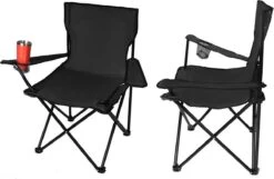 Campingstoel Vouwstoel Visstoel - Zwart - Draaggewicht 100kg -Buitenkampeer Winkel 1200x783