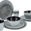Bo-Camp Servies - Mix & Match - 16 Delig - Zwart/Wit 1 Bo-Camp Servies - Mix & Match - 16 Delig - Zwart/Wit -Buitenkampeer Winkel 1200x793