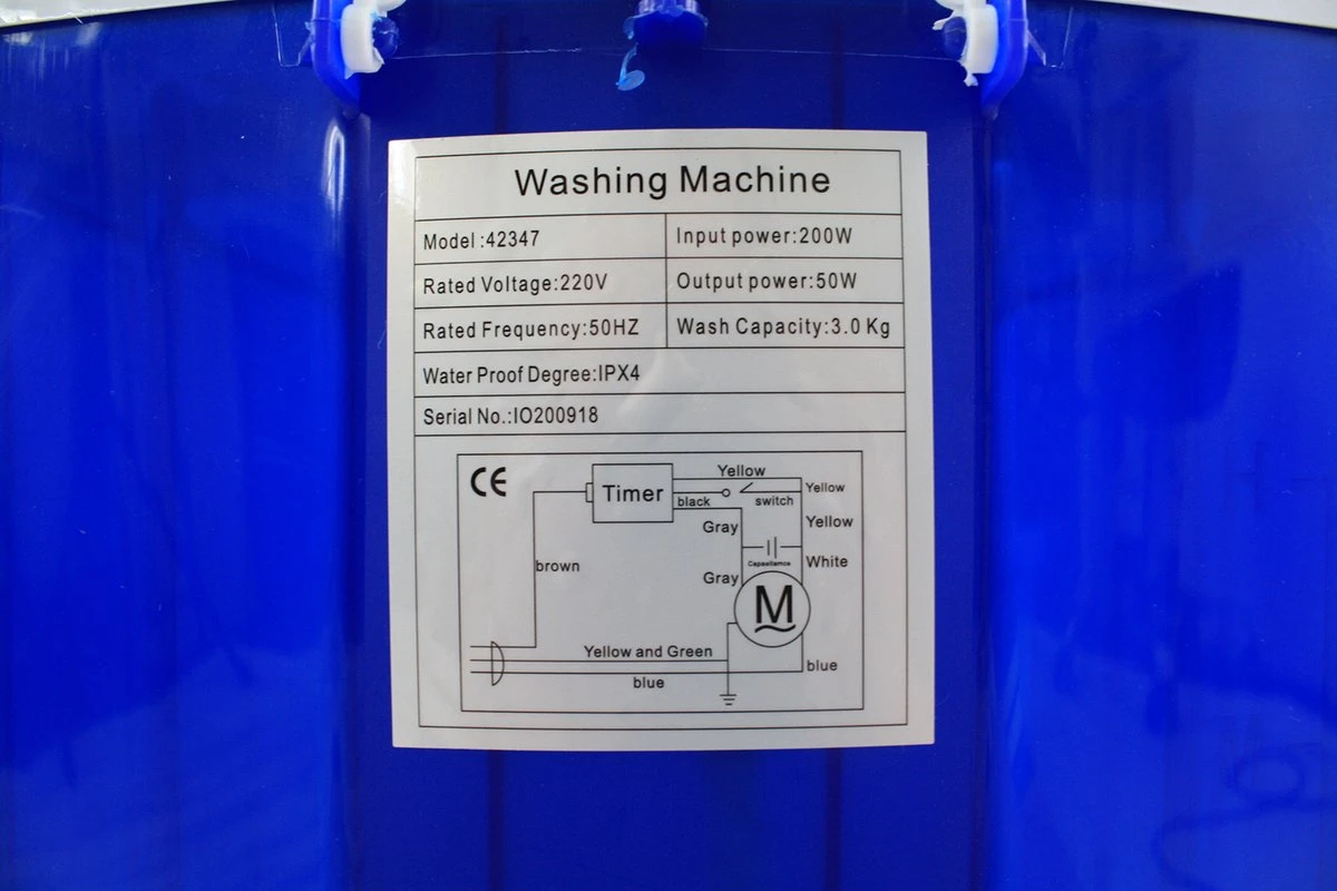 Lowander Mini Wasmachine 3kg Met Centrifuge - Kleine Camping Wasmachine - Met Bovenlader 11 Lowander Mini Wasmachine 3kg Met Centrifuge - Kleine Camping Wasmachine - Met Bovenlader - Afbeelding 9