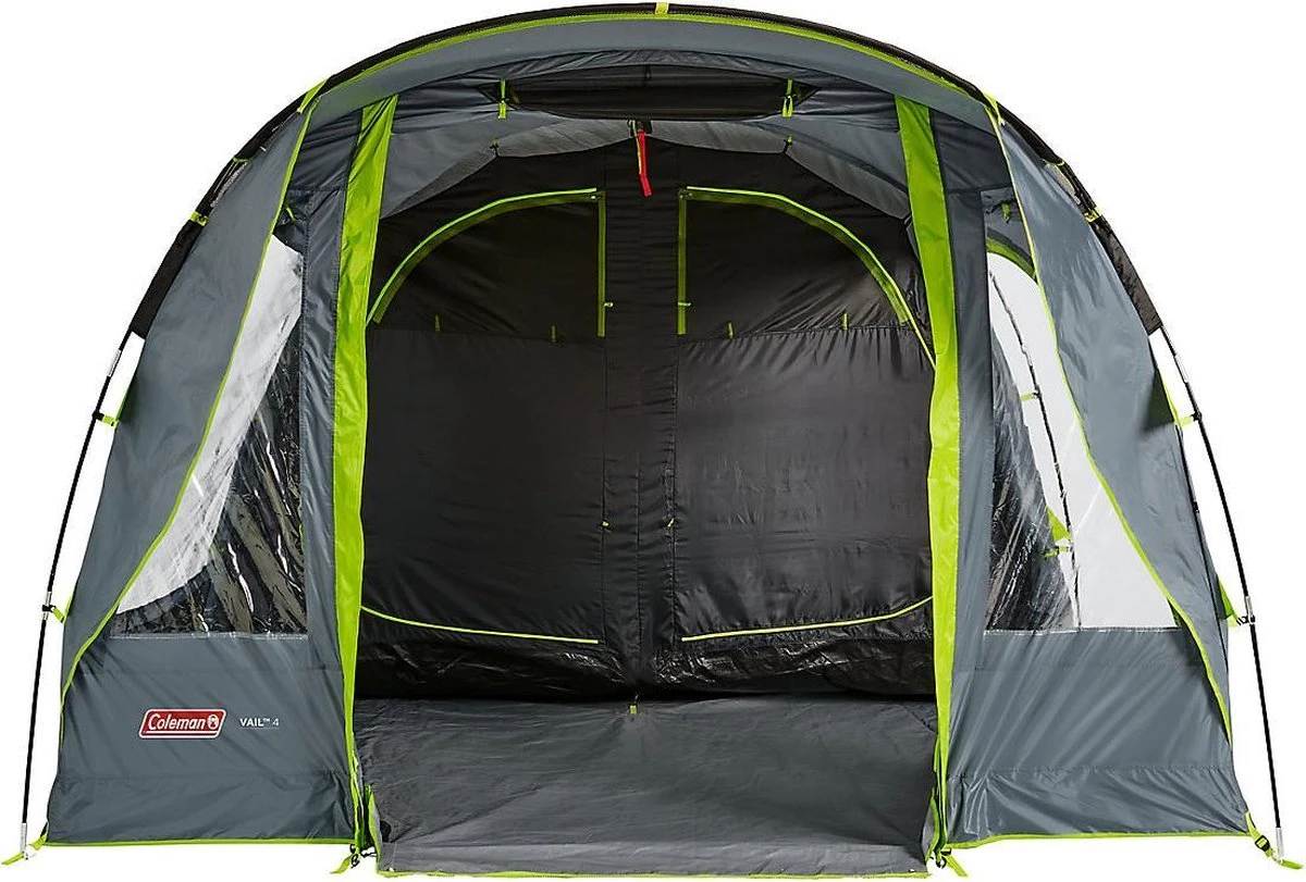 Coleman Vail 4 Tunneltent - Familie Tent - 4-Persoons - Grijs/Groen 4 Coleman Vail 4 Tunneltent - Familie Tent - 4-Persoons - Grijs/Groen - Afbeelding 2