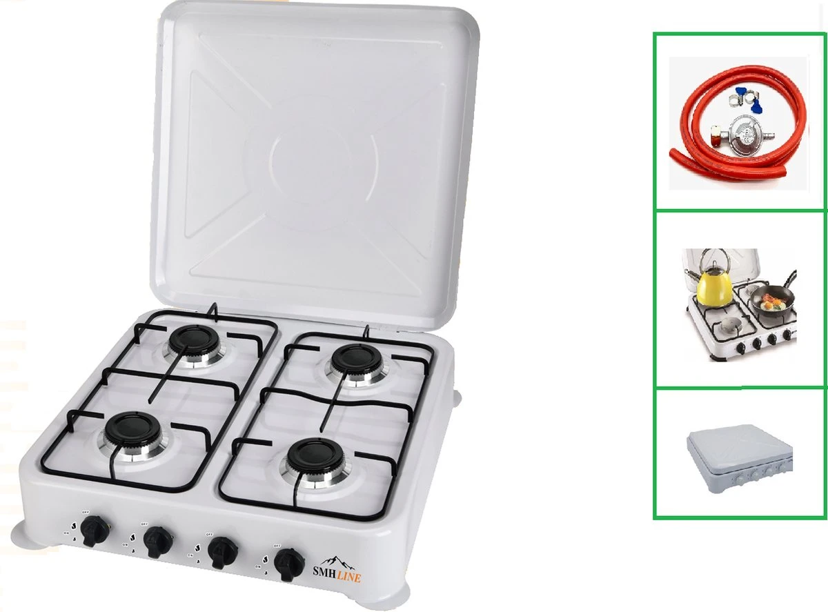 SMH LINE® Gas Kooktoestel 4 Pits - Camping Kooktoestel - Gaskomfoor - Incl. Gasslang Set 3 SMH LINE® Gas Kooktoestel 4 Pits - Camping Kooktoestel - Gaskomfoor - Incl. Gasslang Set