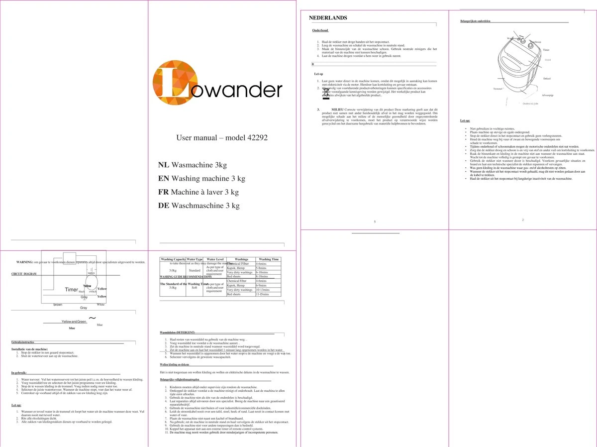 Lowander Mini Wasmachine 3kg Met Centrifuge - Kleine Camping Wasmachine - Met Bovenlader 4 Lowander Mini Wasmachine 3kg Met Centrifuge - Kleine Camping Wasmachine - Met Bovenlader - Afbeelding 2