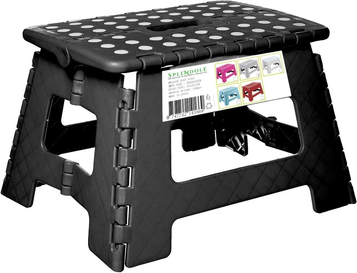 Splendole Opstapje Inklapbaar Caravanopstapje - Opvouwbaar - 100 Kg - Zwarte Krukje 3 Splendole Opstapje Inklapbaar Caravanopstapje - Opvouwbaar - 100 Kg - Zwarte Krukje