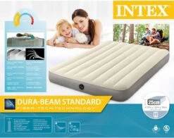 Intex Luchtbedset Intex Luchtbed - Twijfelaar - 137 X 191 X 25 Cm - Beige + Intex Elektrische Pomp - 650 Liter/min + Hoeslaken Zwart + Reparatieset -Buitenkampeer Winkel 1200x950 1