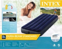 Intex Luchtbedset Intex Luchtbed - 1-Persoons - 76 X 191 X 25 Cm - Blauw + Intex Elektrische Pomp - 650 Liter/min + Hoeslaken Antraciet + Reparatieset -Buitenkampeer Winkel 1200x955 3