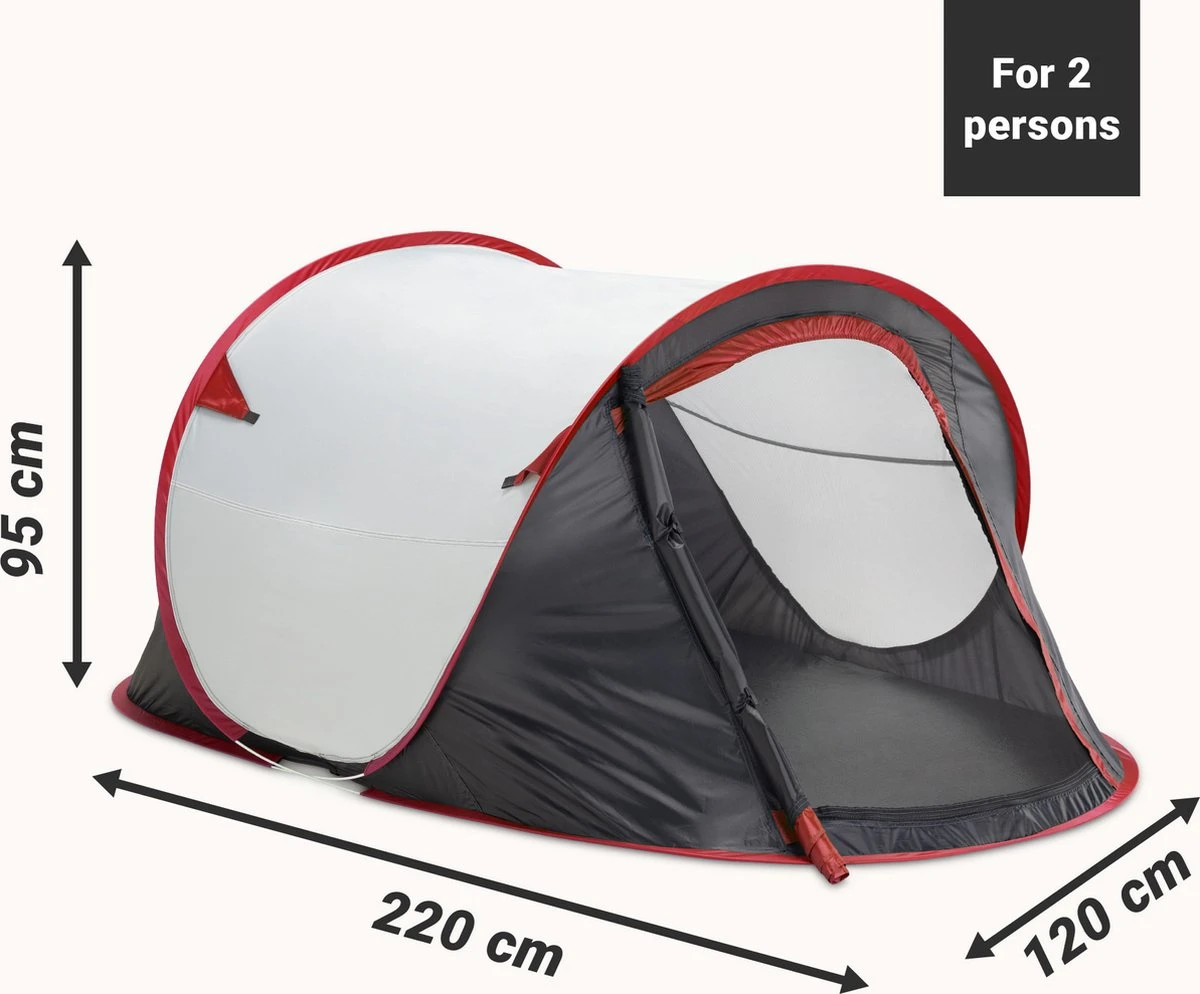 JEMIDI Tweepersoons Pop-up Tent - Opgooitent, Werptent Voor 2 Personen - Ideaal Als Festivaltent Of Kampeertent - Verschillende Kleuren 11 JEMIDI Tweepersoons Pop-up Tent - Opgooitent, Werptent Voor 2 Personen - Ideaal Als Festivaltent Of Kampeertent - Verschillende Kleuren - Afbeelding 9