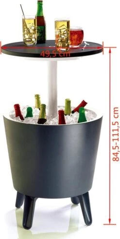 Keter Coolbar Partytafel – 49,5x49,5x57cm - Antraciet -Buitenkampeer Winkel 605x1200