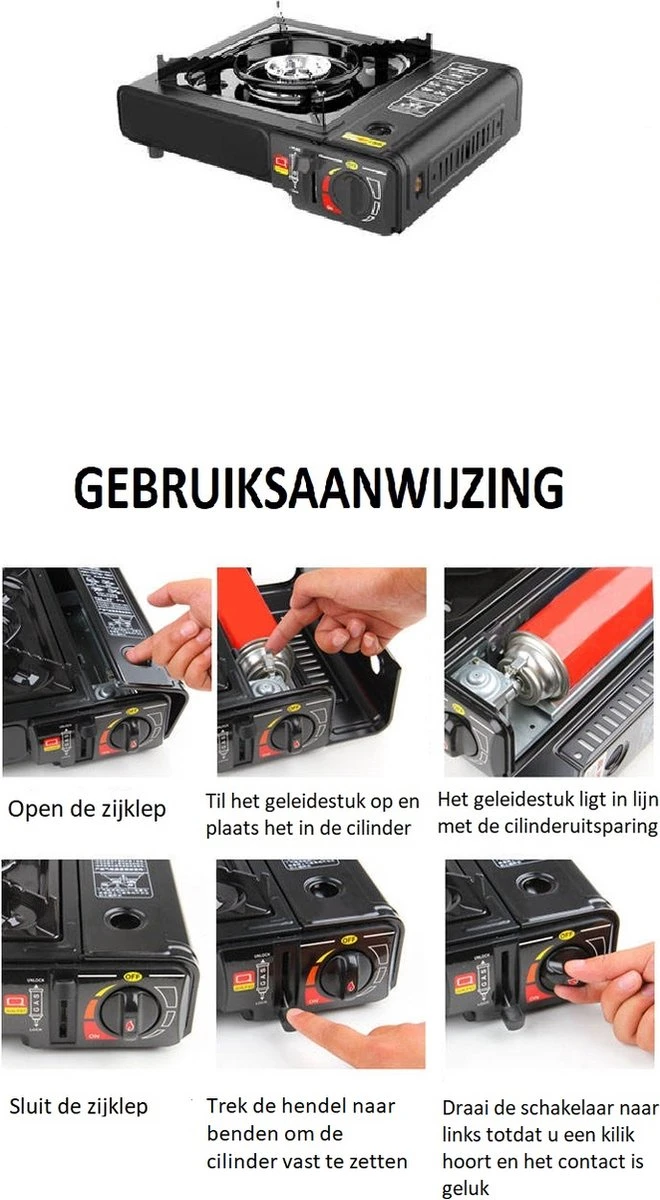 Camping Kooktoestel - Draagbaar Gasfornuis - Incl. 20x Gasflessen En Koffer 4 Camping Kooktoestel - Draagbaar Gasfornuis - Incl. 20x Gasflessen En Koffer - Afbeelding 2