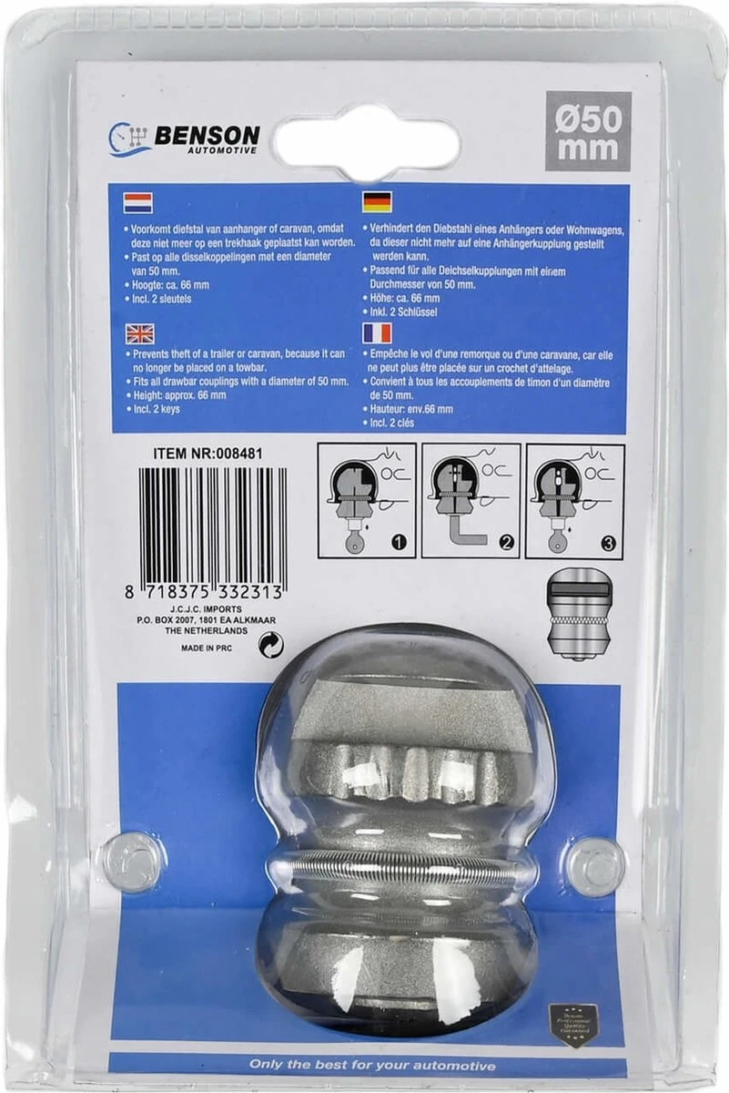 Benson Disselslot - Kogel Model - Geschikt Voor 50mm Ø Disselkoppeling 6 Benson Disselslot - Kogel Model - Geschikt Voor 50mm Ø Disselkoppeling - Afbeelding 5