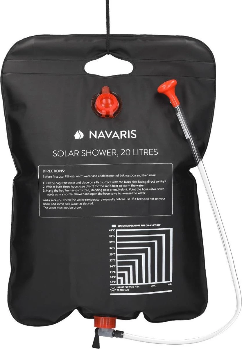 Navaris Campingdouche Op Zonne-energie - 20 Liter - Verwarmbare Camping Douchezak Met Douchekop, Slang En Kraan - Ideaal Voor Reizen En Kamperen 3 Navaris Campingdouche Op Zonne-energie - 20 Liter - Verwarmbare Camping Douchezak Met Douchekop, Slang En Kraan - Ideaal Voor Reizen En Kamperen