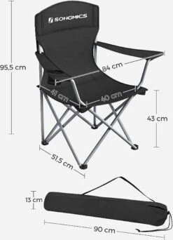 MIRA Home - Campingstoel Set Van 2 Inklapbaar - Klapstoel Met Robuust Frame - Met Flessenhouder - 76 X 51.5 X 95.5 Cm - Zwart 13 MIRA Home - Campingstoel Set Van 2 Inklapbaar - Klapstoel Met Robuust Frame - Met Flessenhouder - 76 X 51.5 X 95.5 Cm - Zwart -Buitenkampeer Winkel 866x1200