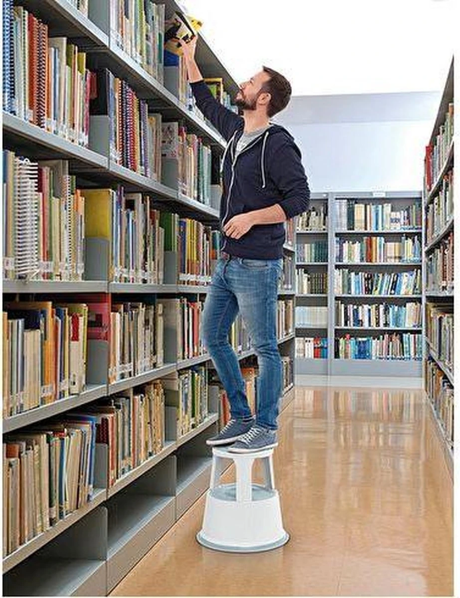 Wedo - Rollhocker, Metalen Opstapkrukje - Lichtgrijs 4 Wedo - Rollhocker, Metalen Opstapkrukje - Lichtgrijs - Afbeelding 2